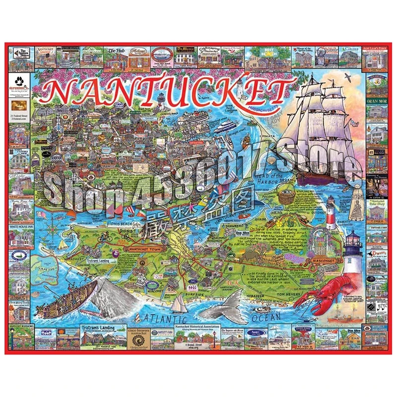 

5D DIY Diamond Painting Nantucket, MA City Maps Americana Christmas Gift Full Diamond Embroidery Cross Stitch Mosaic Home Decor