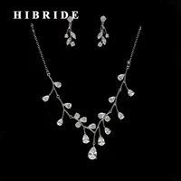 hibride clear cubic zirconia brazil style wedding jewelry sets luxury necklace earrings set dress accessories n 253