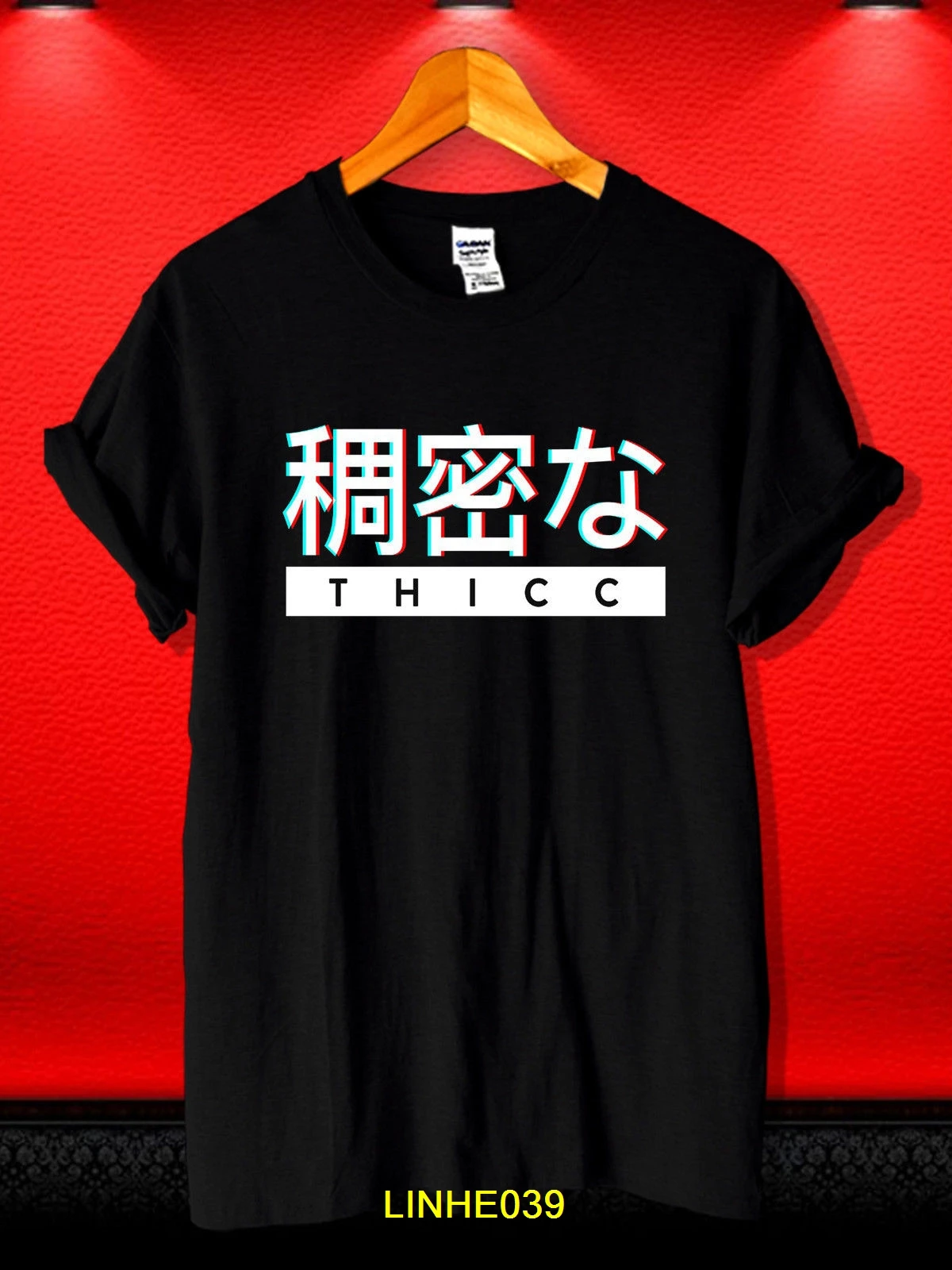 Эстетическое японское слово Thicc Типографика Новая повседневная мужская футболка