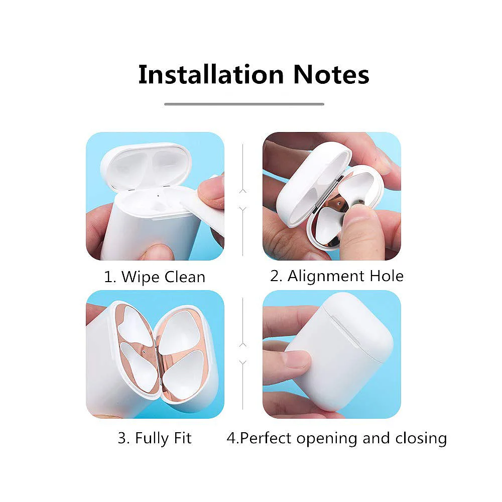 Горячая Распродажа металлическая Пылезащитная наклейка для Apple AirPods чехол