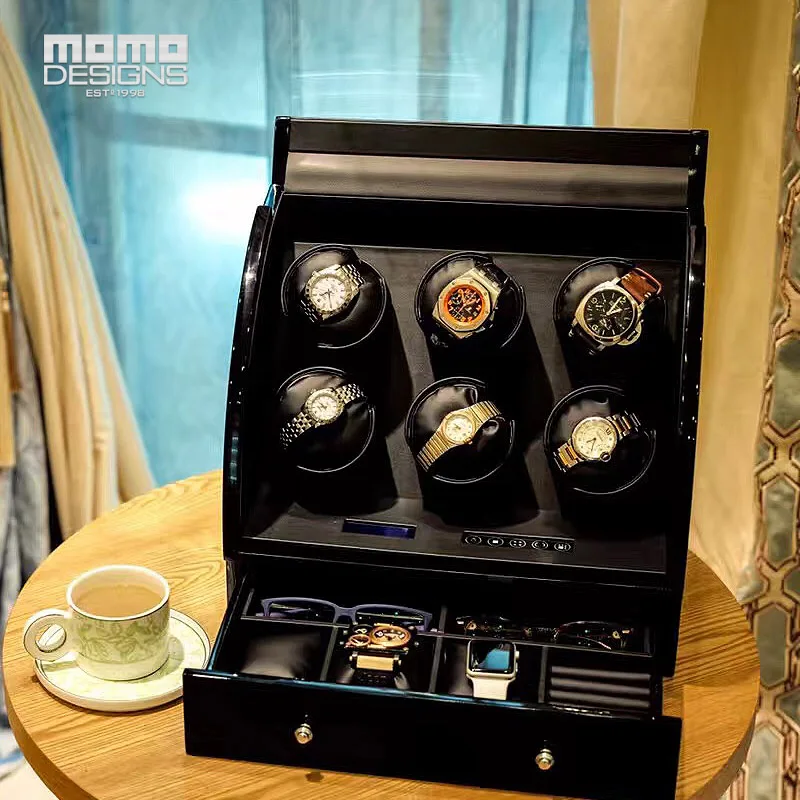 Классические часы Winder 6 автоматические часы катушечная моталка коробка деревянные часы витрина для хранения с ЖК-управлением для подарков на день рождения