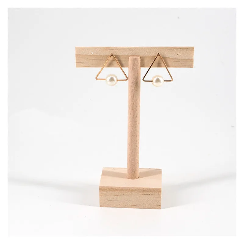 Новый модный Экологичный Деревянный t образный держатель для сережек подставка