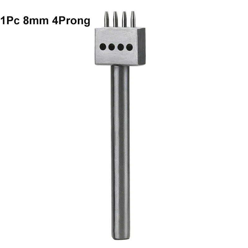 Комплект из 3 предметов, 5/8mm2/4/6 интервал зубец кожа Перфоратор Инструмент строки кругового вырезать отверстие шить и выдвижным встроенным пробойником для DIY кожа ремесленных инструментов - Цвет: 4 Prong 8mm