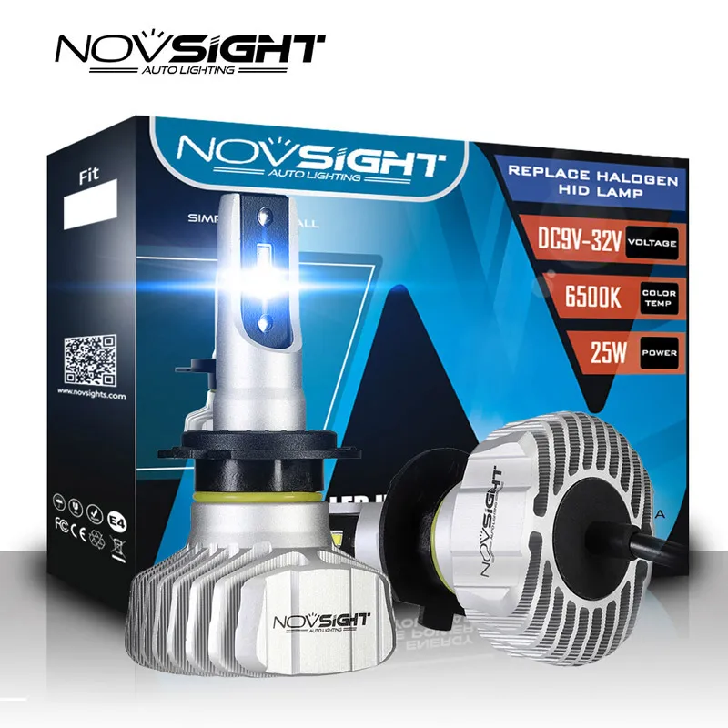 NOVSIGHT светодиодный фар автомобиля лампы H4 Hi/короче спереди и длиннее сзади) луч H7 H1