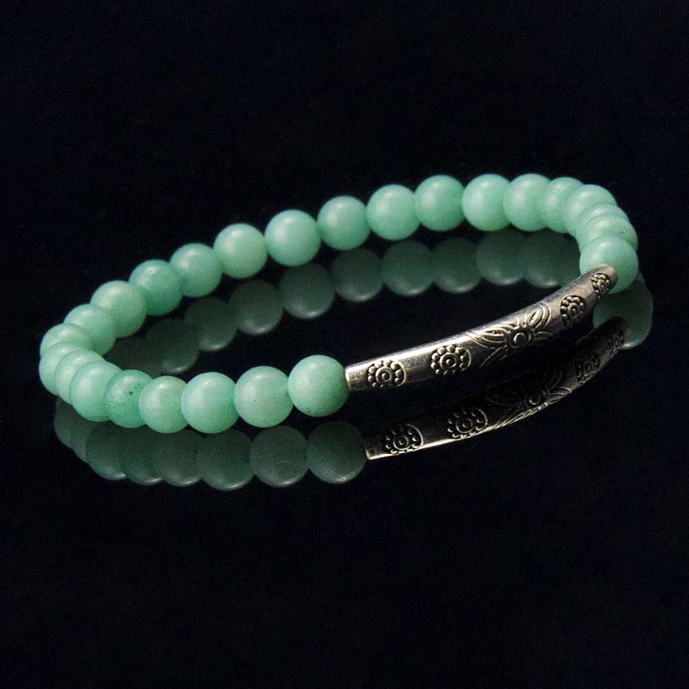 Браслет из натурального камня тибетский с кристаллами розовый и синий тянущиеся