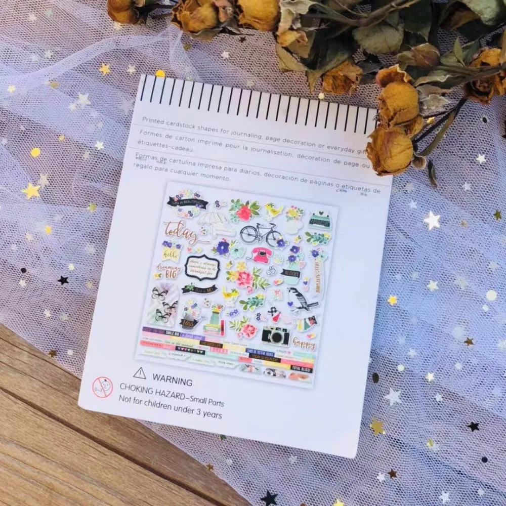 ZFPARTY 52pcs Life is Beautiful Cardstock Die Cuts Stickers for Scrapbooking Happy Planner/Card Making/Journaling Project | Дом и сад