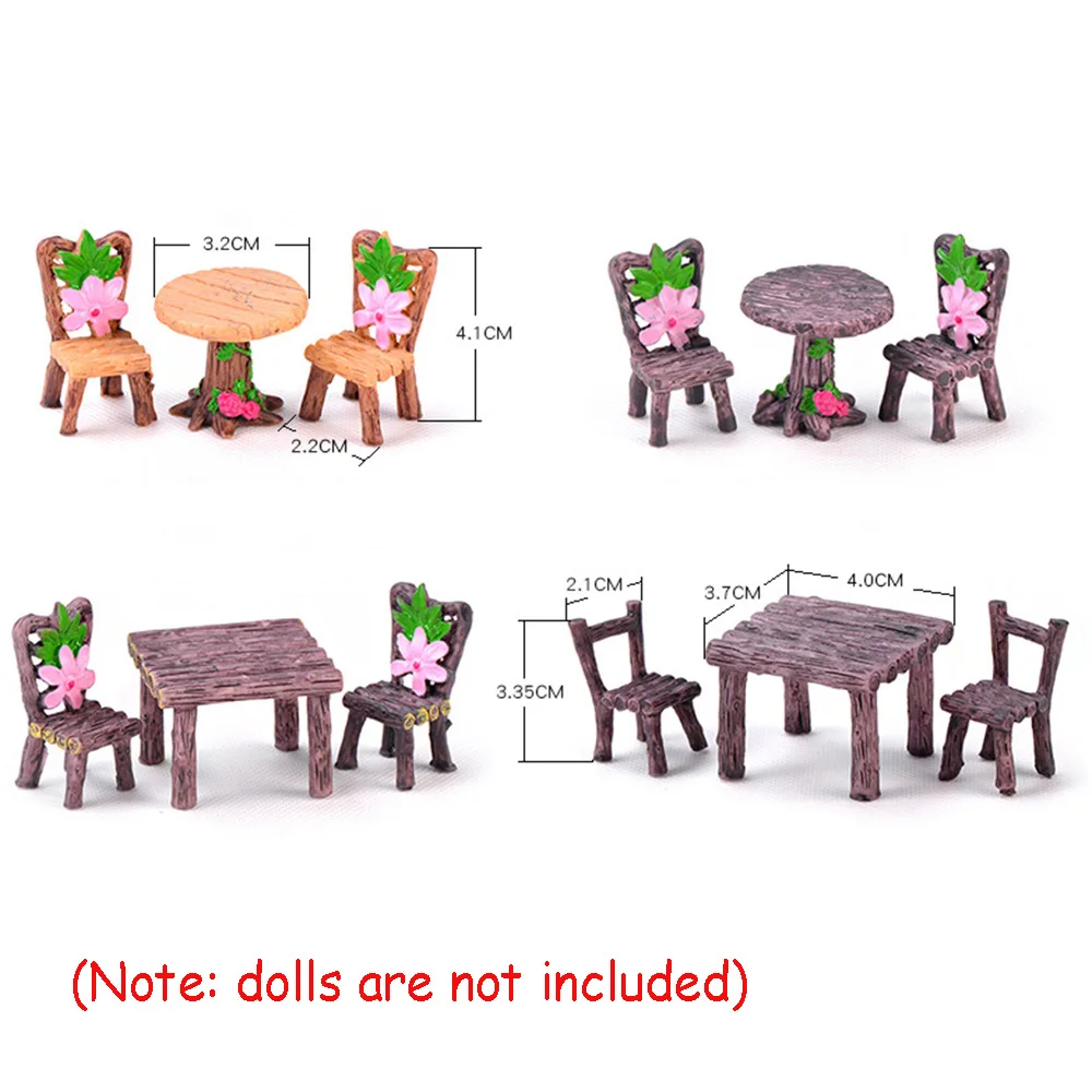 3 шт./компл. настольные и стулья сказочные садовые миниатюрные фигурки для