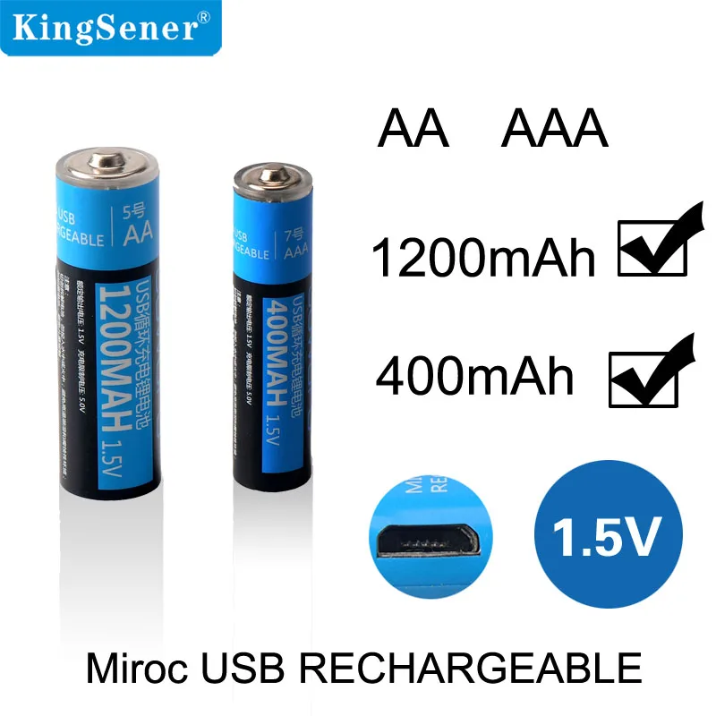 Kingsener USB аккумуляторная батарея 1 5 V AA 1000mAh литий полимерная Быстрая зарядка с
