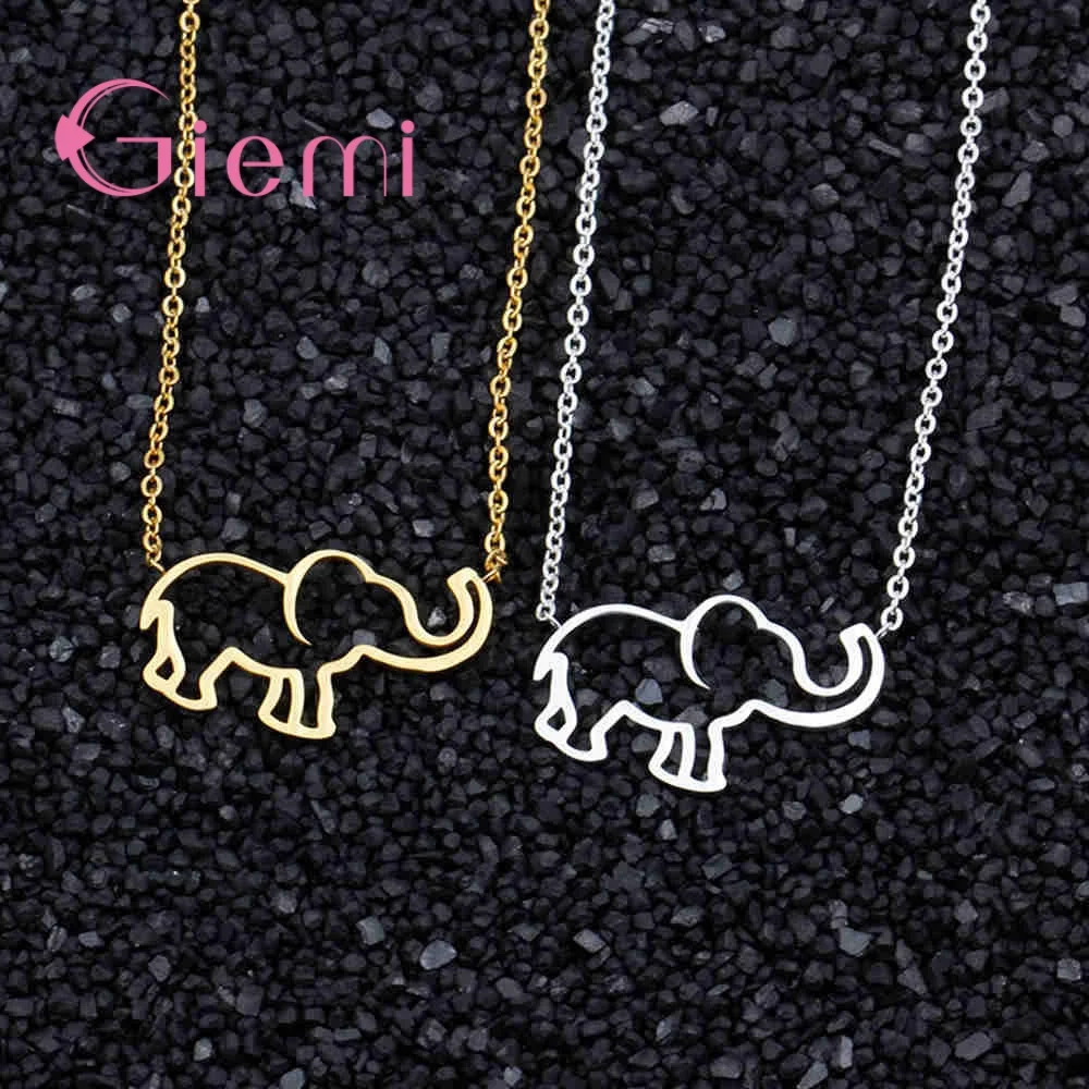 

Women Fashion Elephant Pendant Necklaces 925 Sterling Silver Chains Jewelry Choker Joyas Birthday Gift Drop Shipping