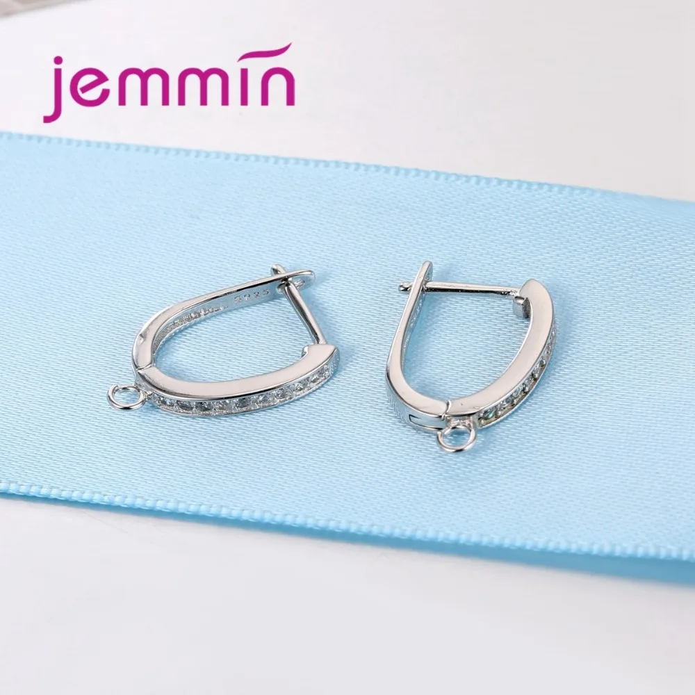 Brand Geometric U Shape Fine Jewelry Findings Earring Components 925 Sterling Silver Crystal Hoop Earrings DIY Accessory | Украшения и