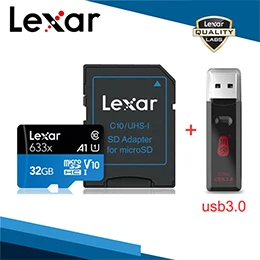 Lexar 633x TF карта класс 10 256 ГБ Micro SD кард-ридер 64 Гб карты памяти 128 Гб Адаптер для хранения 256 ГБ USB ридеры 32 Гб бренд - Емкость: 32 Гб