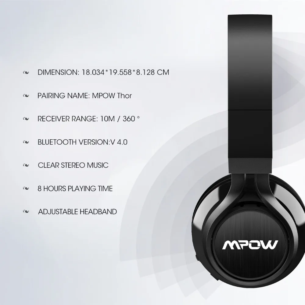 Беспроводные Bluetooth наушники Mpow BH036 4 0 стереогарнитура свободные руки 3 5 мм разъем
