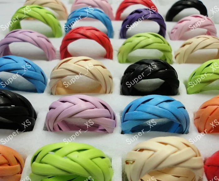 50 шт. модные разноцветные плетеные ленты ручной работы деревянные кольца для