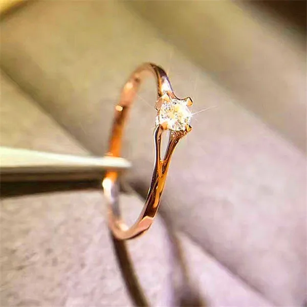 

Boho Female Crystal Zircon Stone Ring Cute Small Silver Color Rose Gold Color Finger Ring Promise Engagement Rings For Women