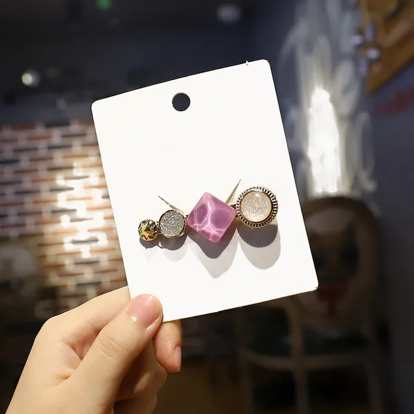Light Purple Смешанный горный хрусталь квадратная металлическая заколка для волос для женщин заколки хрустальные заколки для волос аксессуары для укладки волос - Цвет: Light Purple