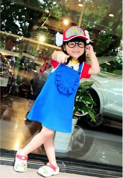 Горячие JP Аниме Dr. Slump Arale Комплекты одежды дети Костюмы для косплея Милая Обувь