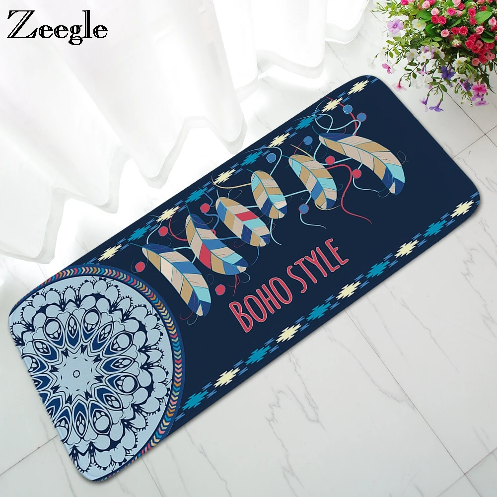

Zeegle фланель ковры для Гостиная Non-slip Кофе стол коврик для пола впитывающие коврики Кухня ковры индийский Стиль Спальня прикроватные коврики
