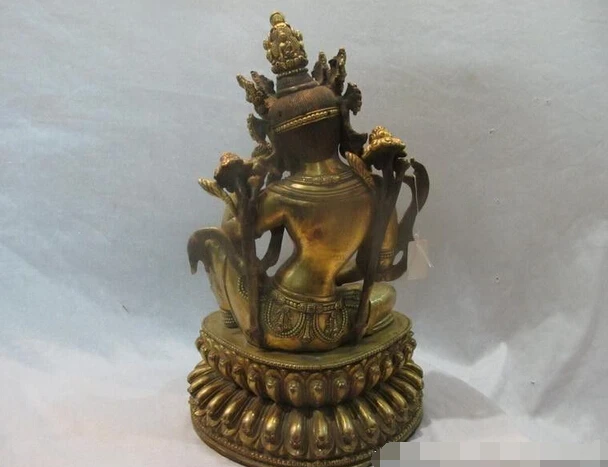 Tibet Buddhism 100% Bronze 24K Gold freedom Kwan-Yin Guan Yin Buddha Statue Copper garden | Дом и сад
