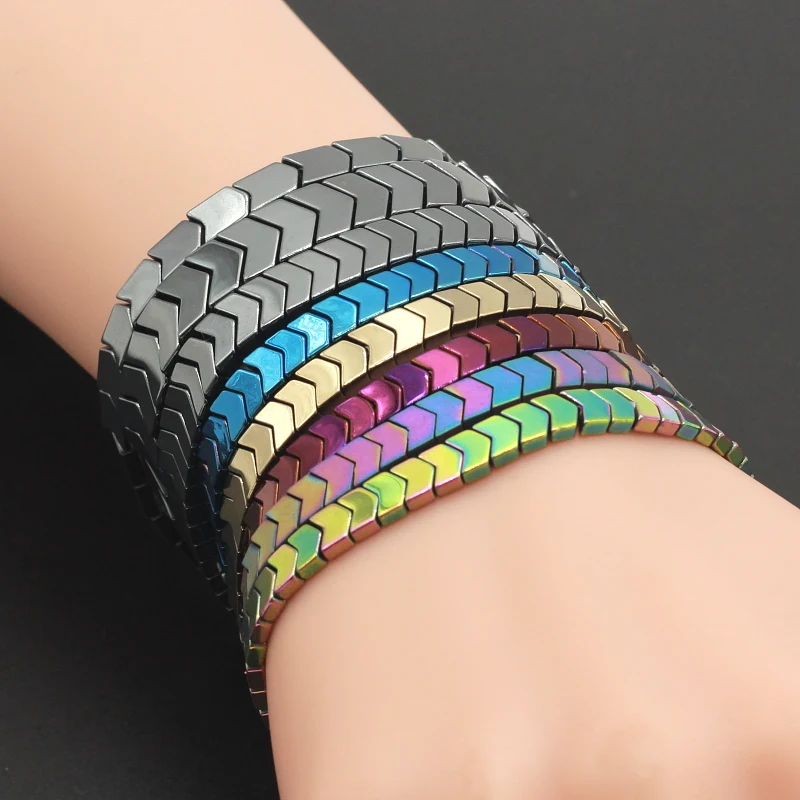 Браслет из гематита с цветными бусинами в форме стрелы браслеты ювелирные