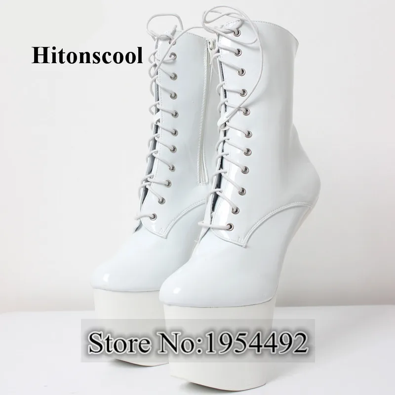 Сексуальные ботинки Heelless 20 см на высоком матовом каблуке женские Gaga короткая