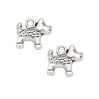 18pcs antique silver plated animals dogs charms pendants for jewelry making diy handmade 13x14mm