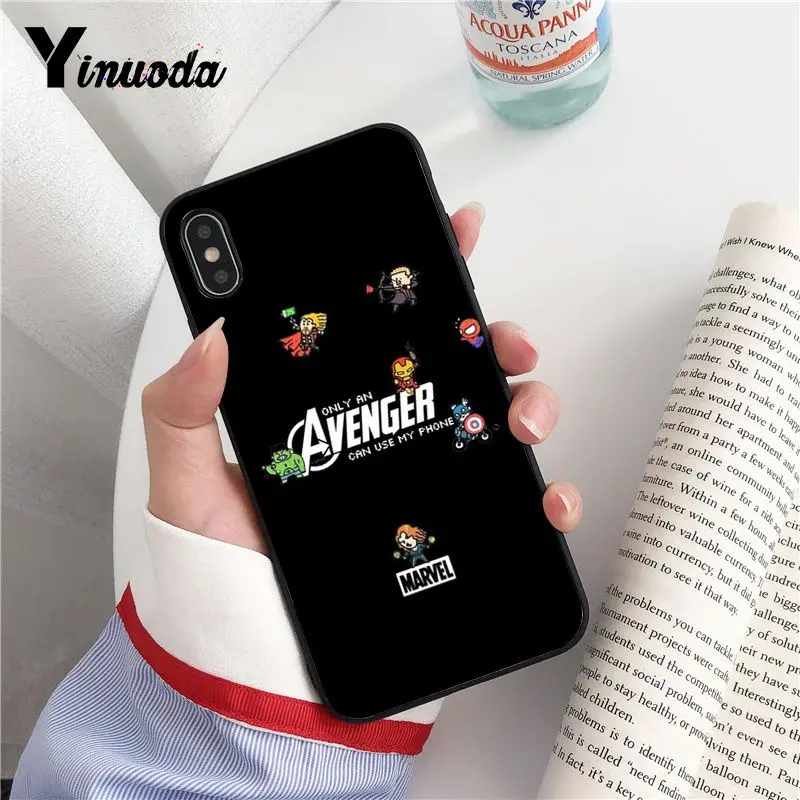 Yinuoda Marvel логотип Мстители черный ТПУ мягкий чехол для телефона iPhone 8 7 6 6S Plus X XS MAX 5 5S