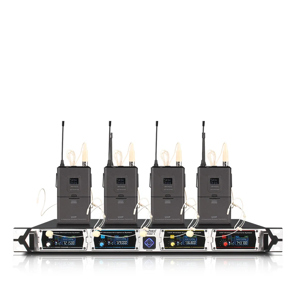 Петличный микрофон беспроводной системы UHF4 канала нагрудный конденсатор для певцов гарнитура караоке микрофоны студия для церкви 8000G3mic - Цвет: 4 headset condenser