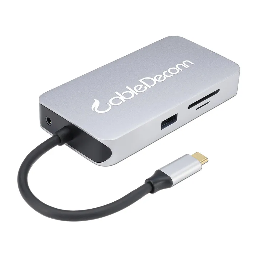 Концентратор USB Type C к HDMI 4K * 2K VGA RJ45 TF SD Reader слот конвертер адаптер для MacBook Samsung Dex S8