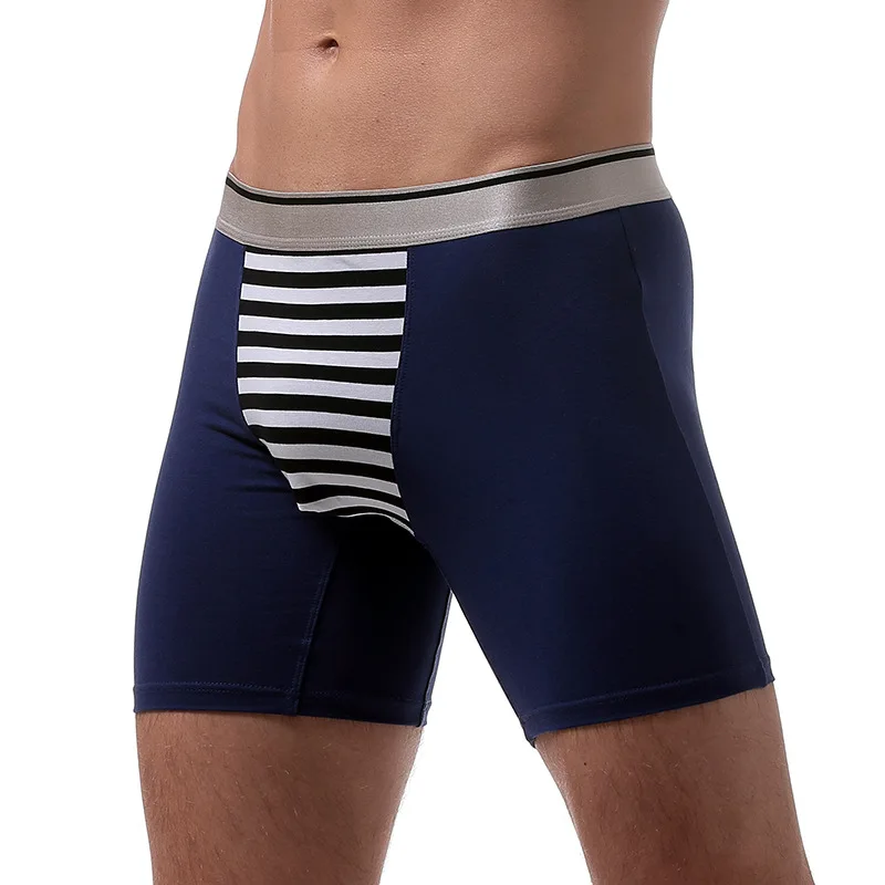 D Royal Blue Мужские боксеры хлопковые сексуальные длинные ноги боксеры шорты Мужское нижнее белье боксеры в полоску мужские трусы боксеры нижнее белье мужские трусы - Цвет: D Royal Blue