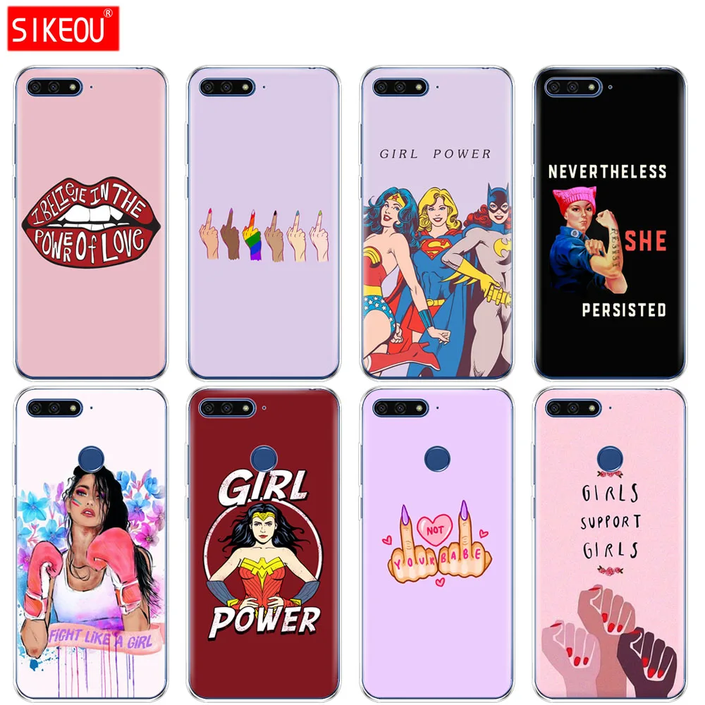 Силиконовый чехол для телефона Huawei Honor 7A PRO 7C Y5 Y6 Y7 Y9 2017 2018 Prime Girl Power|Бамперы| |