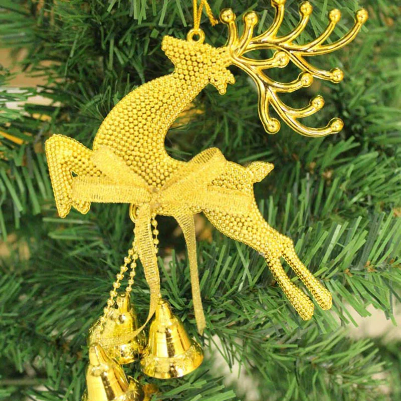 1 шт. Золотой Серебряный олень с колокольчиками Олень Лось Рождественская елка