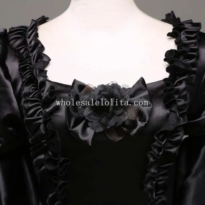 

18th Century Gothic Black Vintage Ball Gown Theatre Clothing Halloween Costume