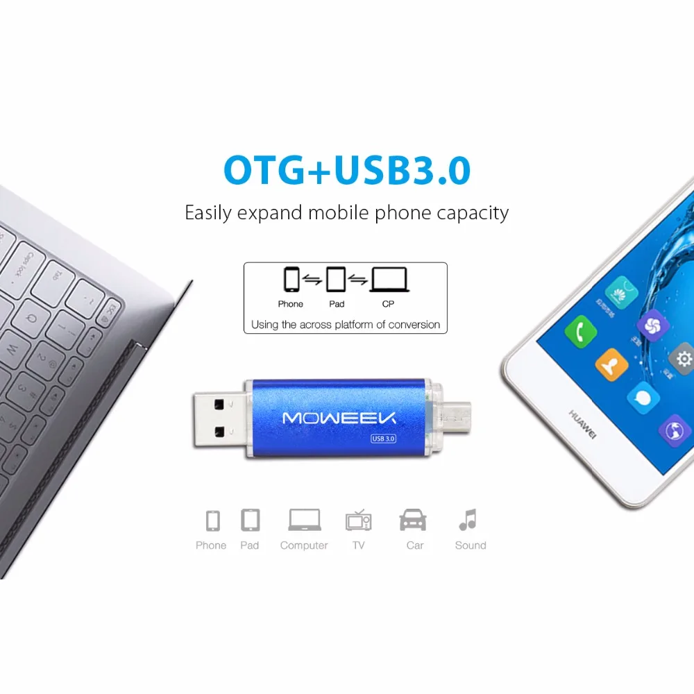 Moweek usb флэш накопитель 2017 новые модные металла USB Stick 128 ГБ OTG 3.0 Высокая скорость 64 г