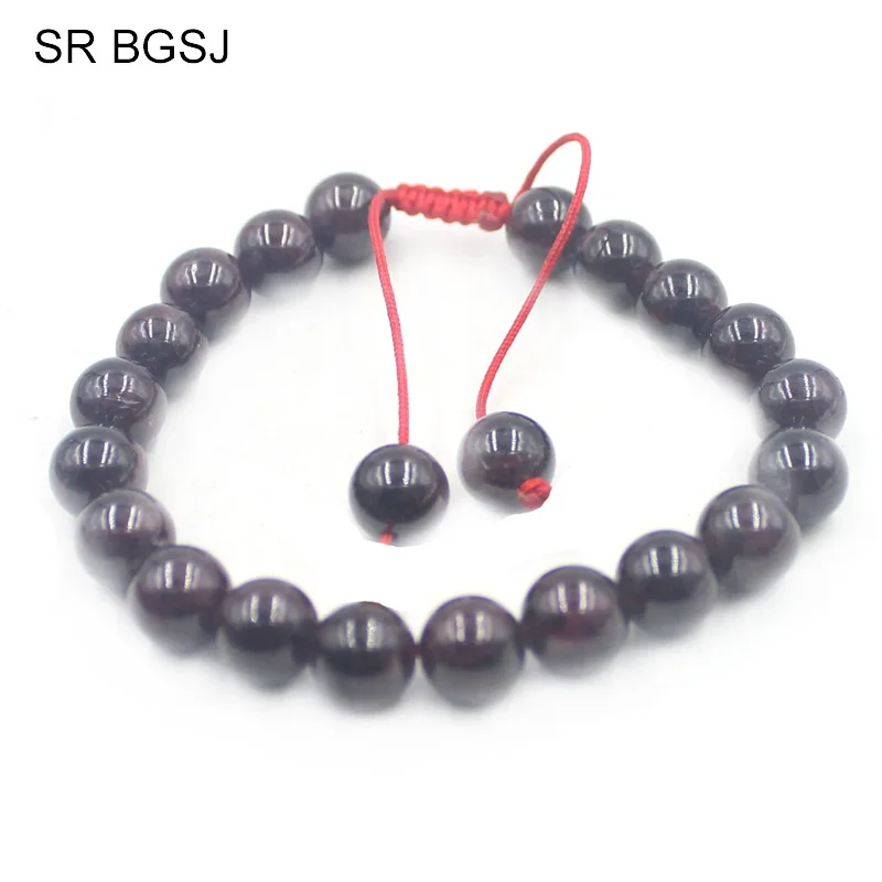 Free Shipping 6mm 8mm 10mm Hot Sale Women Jewelry Gems Stone Red Garnet Beads Adjustable Bracelet 7&quot 7.5&quot 8&quot |