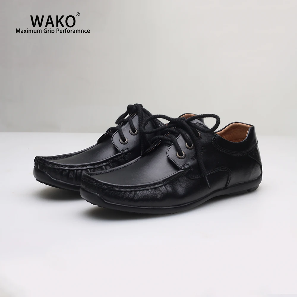 WAKO/Для мужчин Для женщин обувь повара черные кожаные туфли с нескользящей