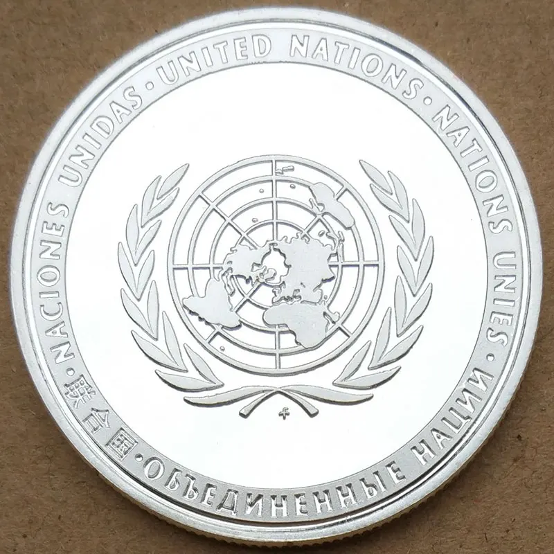 Монета искусство 1 шт. Совет Безопасности ООН и богиня мира Серебряная коллекция
