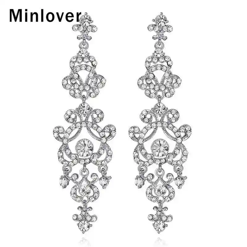 Minlover серебро/золото цвет длинные висячие серьги для Свадебный кулон Висячие из