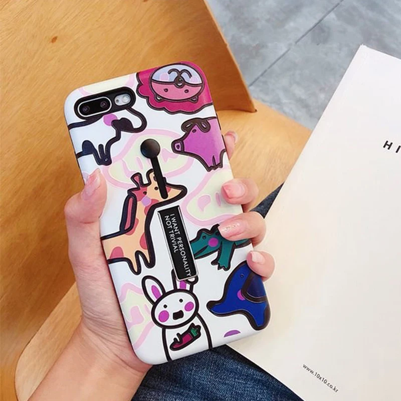 Чехол для телефона GlamPhoneCase с милым мультяшным животным кольцом iPhone XS Max чехол XR X 8 7