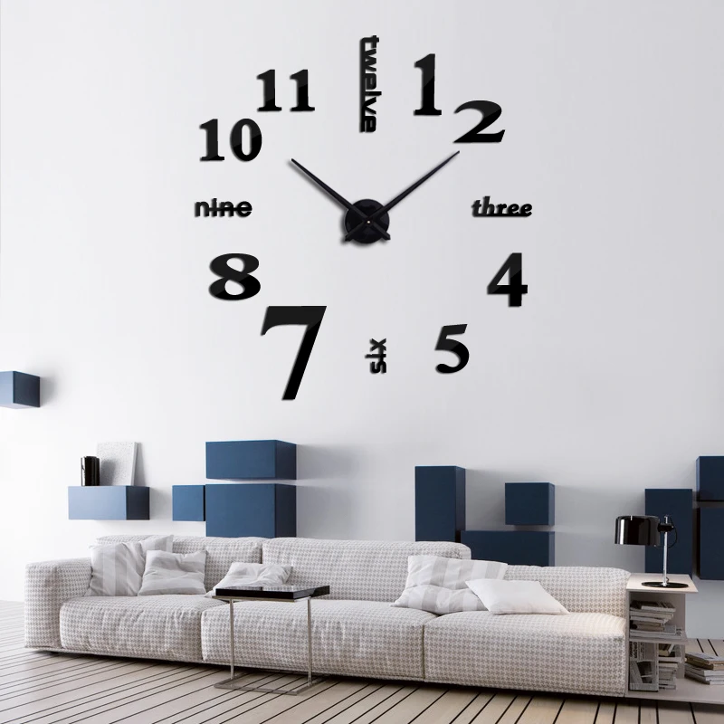 

Hot Modern Style Large DIY Wall Clocks 3D Mirror Stickers 2019 New Arrivals Quartz Clock Needles Home Decor Relogio De Parede
