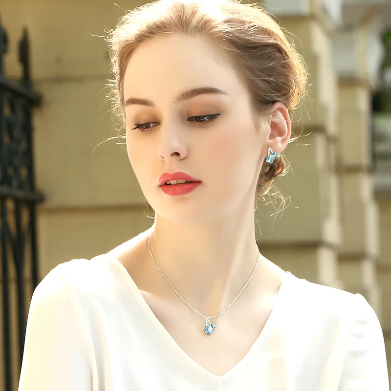 Warme Farben Сделано с кристаллом Swarovski ожерелье для женщин модные ювелирные изделия Inliad Циркон Синий цветок сливы из кристаллов Форма кулон