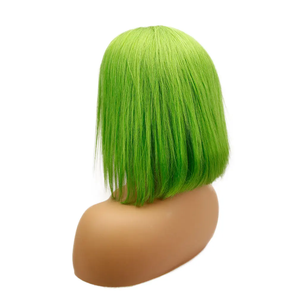Eseewigs причёска Боб с прямыми волосами красочные парики фронта шнурка человеческих волос синий розовый желтый зеленый парики бразильские волосы remy - Цвет волос: Grass Green