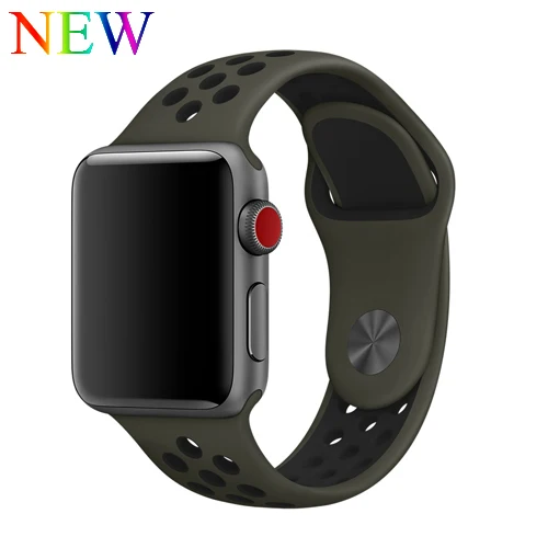 Cargo Khaki Ремешок для apple watch 42 мм 38 мм силиконовый браслет correa iwatch 5 4 3 2 44 мм 40 мм спортивный браслет pulseira аксессуары для apple watch - Цвет ремешка: Cargo Khaki