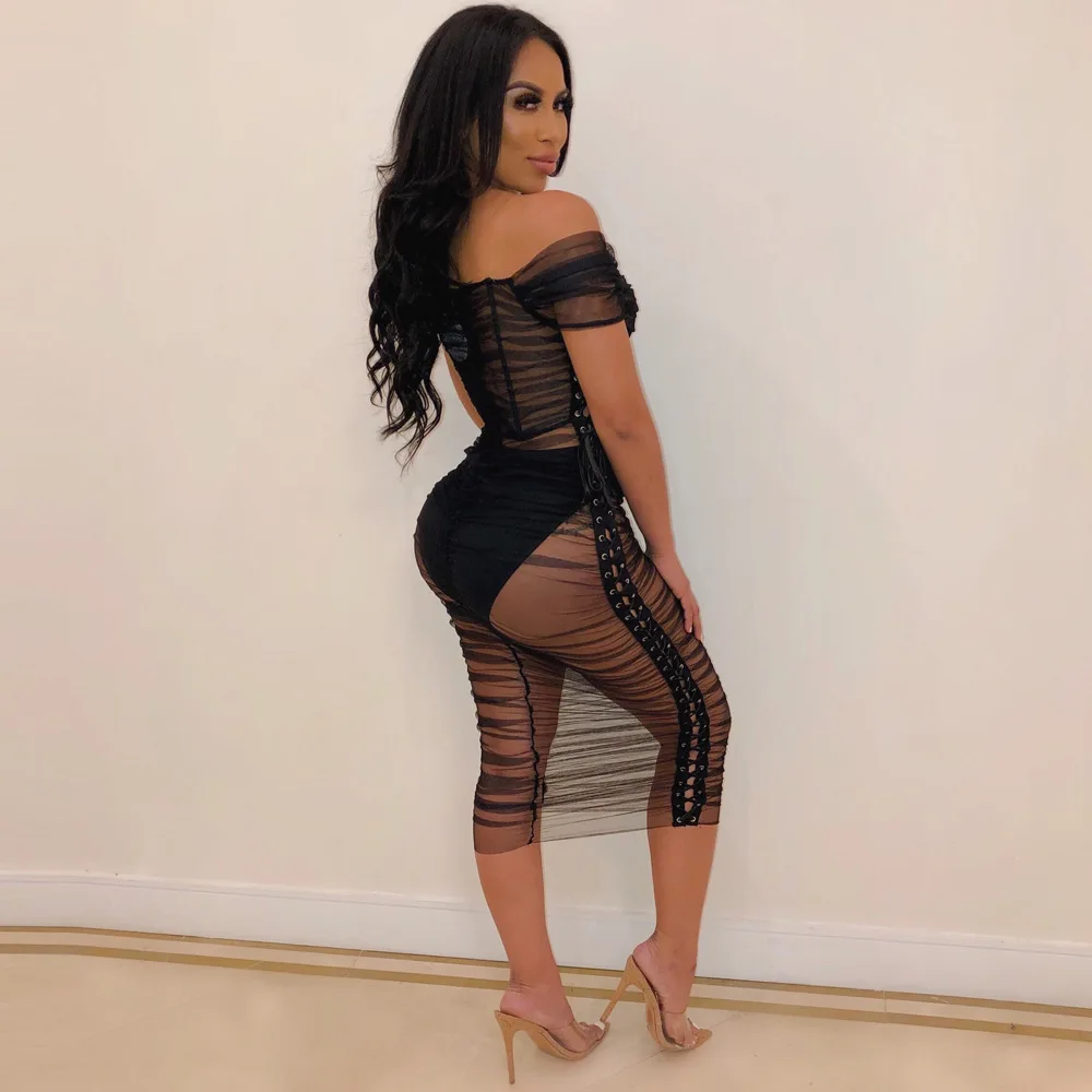 Женское Сетчатое платье Slaygirl черное облегающее Макси с вырезами однотонное