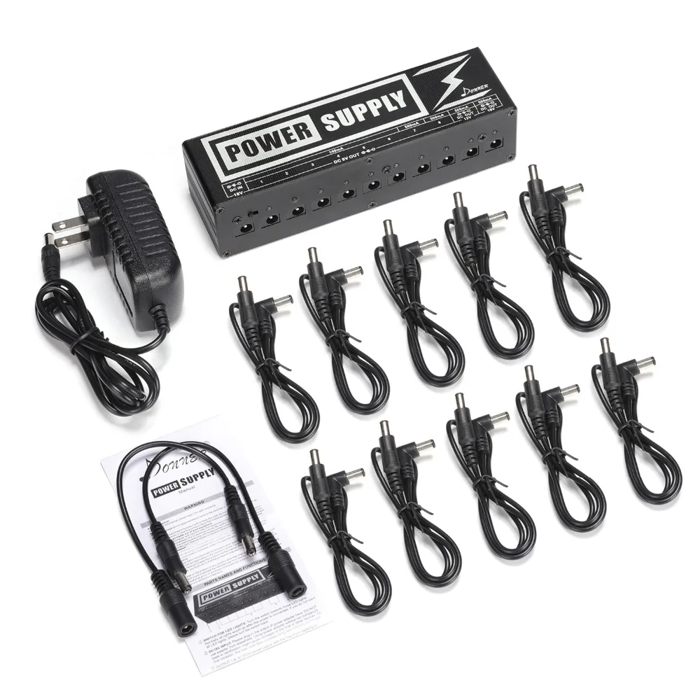 Donner DP-2 Изолированная гитарная педаль питания с высоким током 10 кабелей
