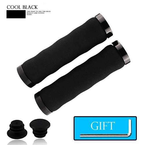 Black Bike Grips VICTGOAL велосипедные рукоятки противоскользящие губчатые велосипедные ручки с замочком отскок руль рукоятка Концевая заглушка 22 мм MTB велосипедные аксессуары - Цвет: Black Bike Grips