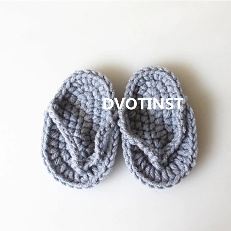 Dvotinst Newborn Photography Props Baby Knit Crochet Mini Slippers Little Flip Flop Bebe Studio Shooting Photo Prop Accessories | Мать и