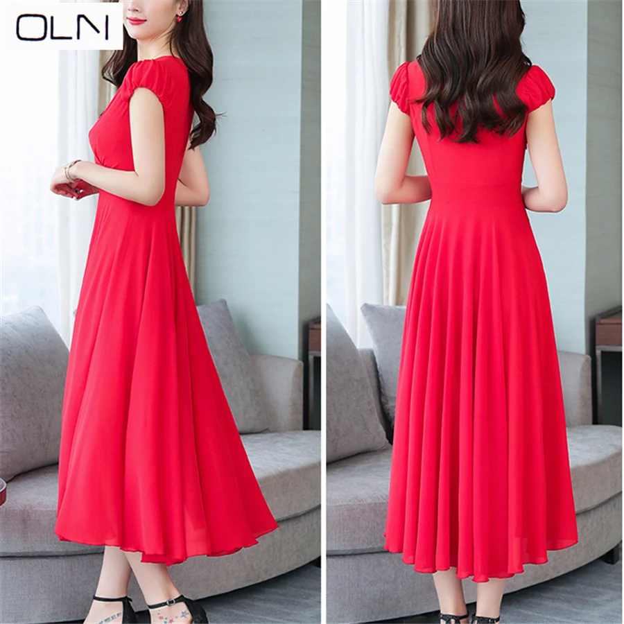 Новинка лета 2019 длинное шифоновое платье большого размера с реальной