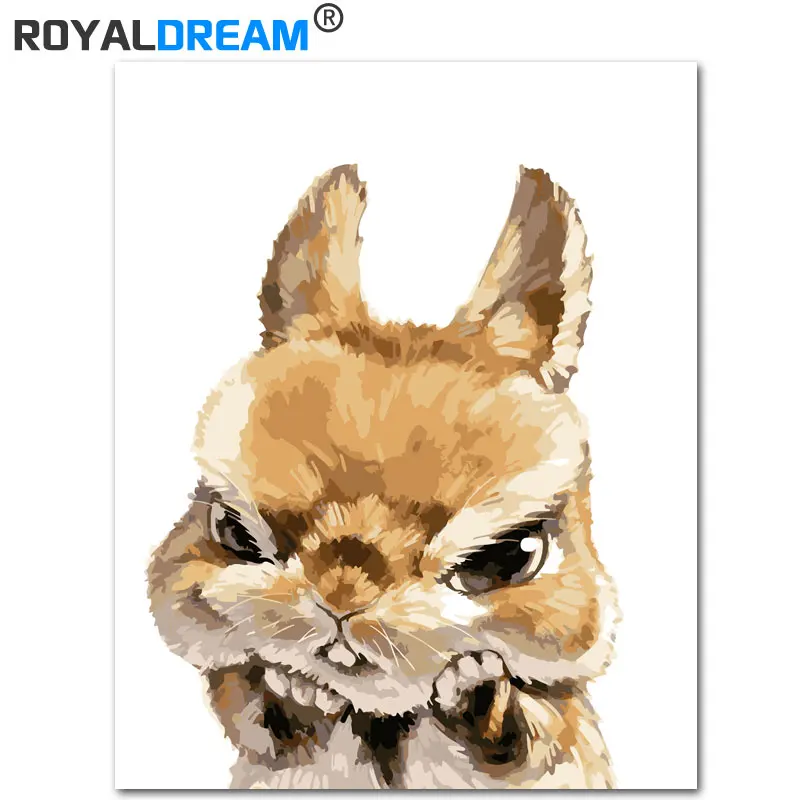 ROYALDREAM Wow Rabbit милые животные DIY Рисование по номерам Акриловая Краска ручная