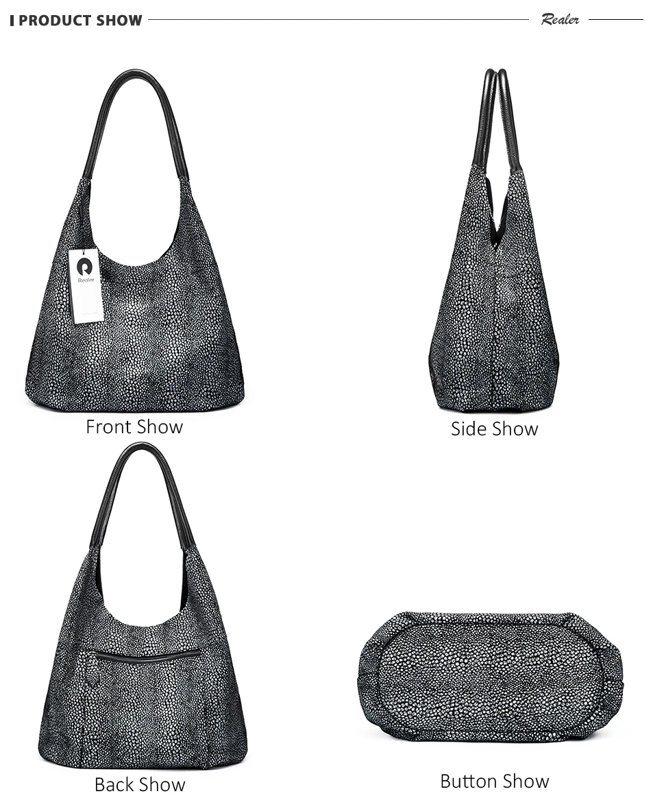 REALER genuine leather shoulder bag designer handbags women bags fashion Hobo bag ladies bags large capacity female