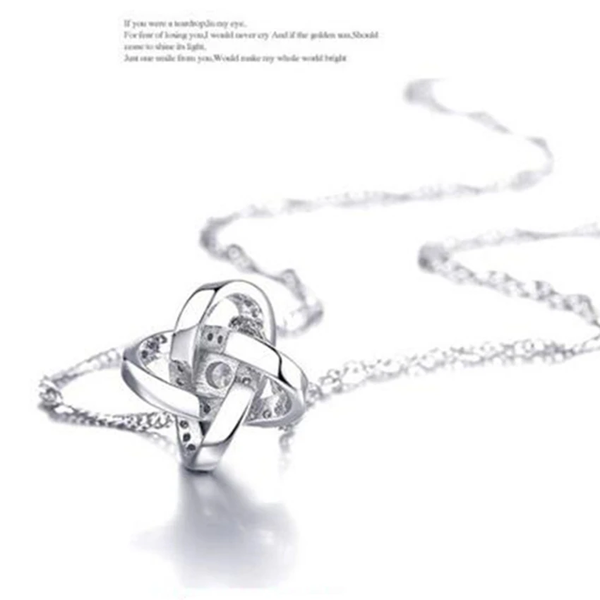 Ms. Серебряный цвет кулон сердце вечная любовь мода супер флэш кристалл ювелирные